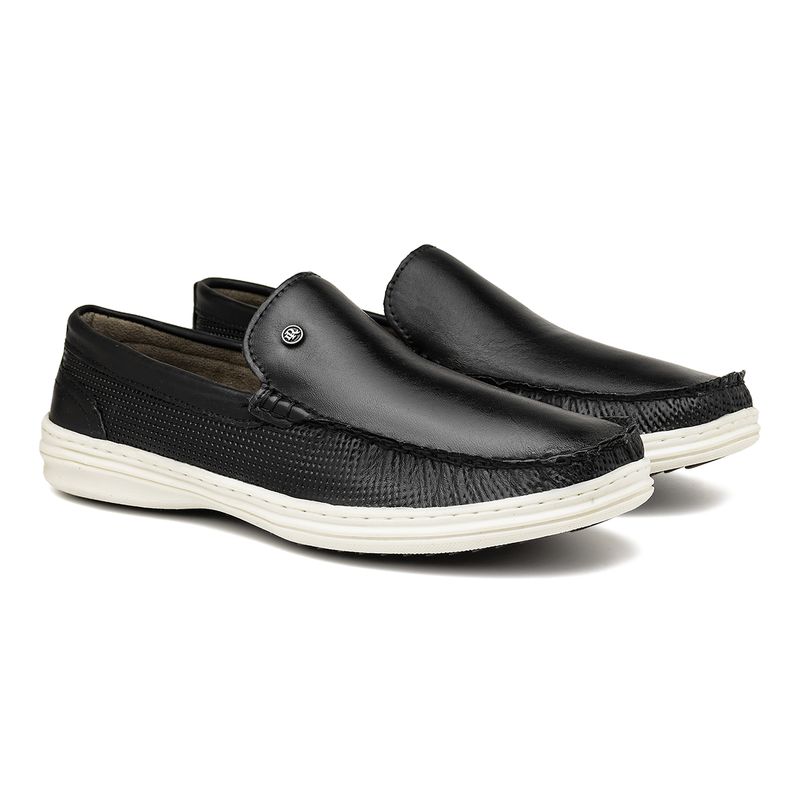 Mocassim Masculino Ferrara em Couro - Preto E L