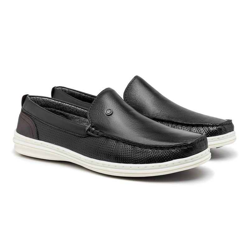 Mocassim Masculino Laroche Ferrara em Couro - Preto
