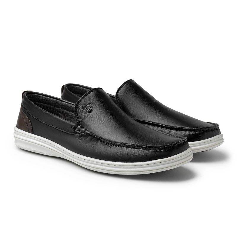 Mocassim Ferrara em Couro - Preto