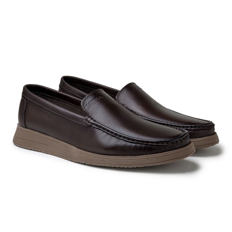 Mocassim Loafer Florença em Couro - Café
