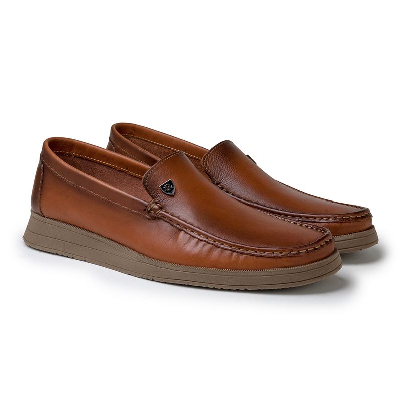 Mocassim Loafer Florença em Couro - Pinhão