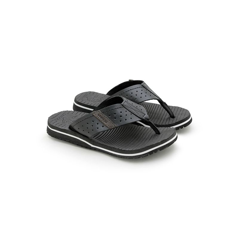 Chinelo Infantil Toledo em Couro - Preto