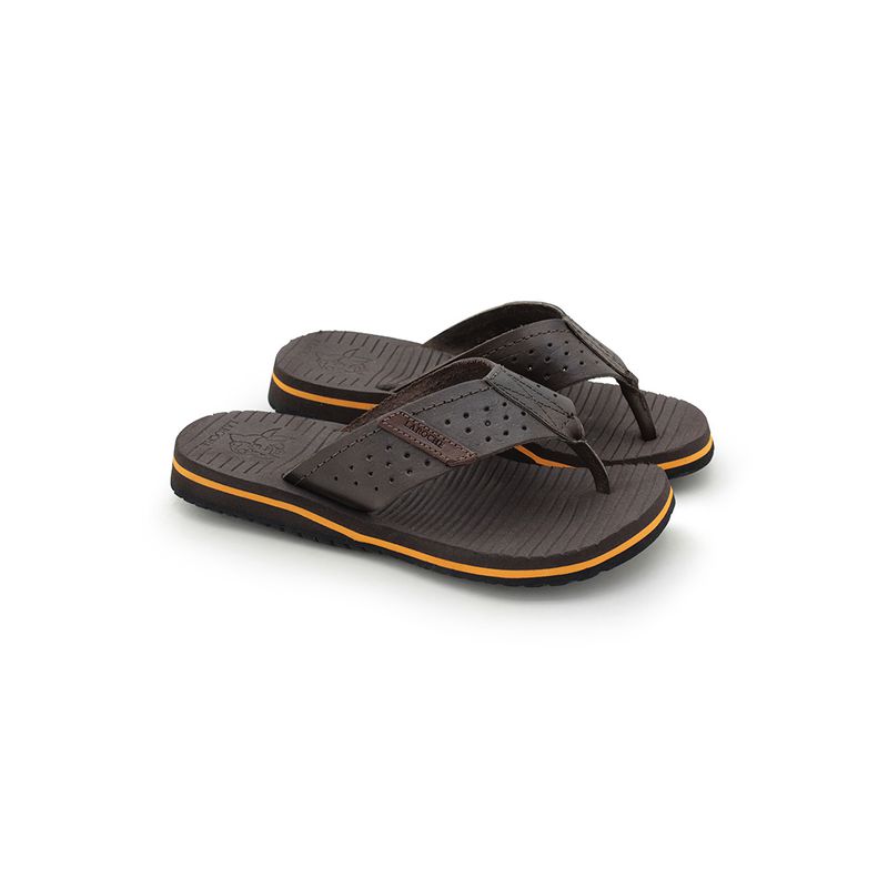 Chinelo Infantil Toledo em Couro - Café