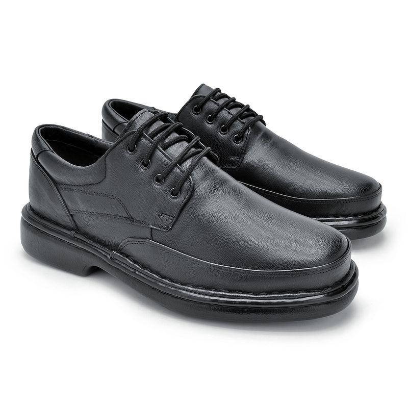 Sapato Comfort Lisboa em Couro - Preto