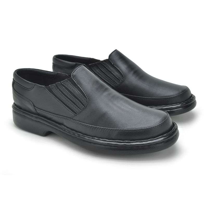 Sapato Comfort Lisboa em Couro - Preto