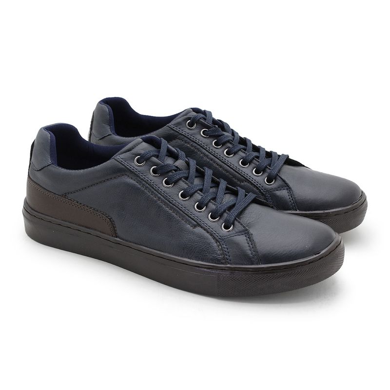 Sapatenis em Couro Casual Masculino Stratus - Marinho