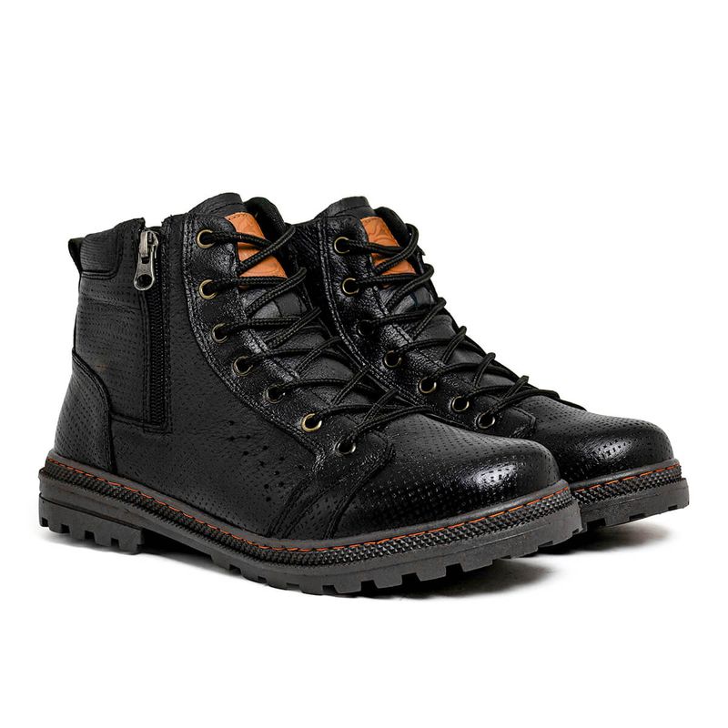 Bota Vacanza em Couro - Preto E L