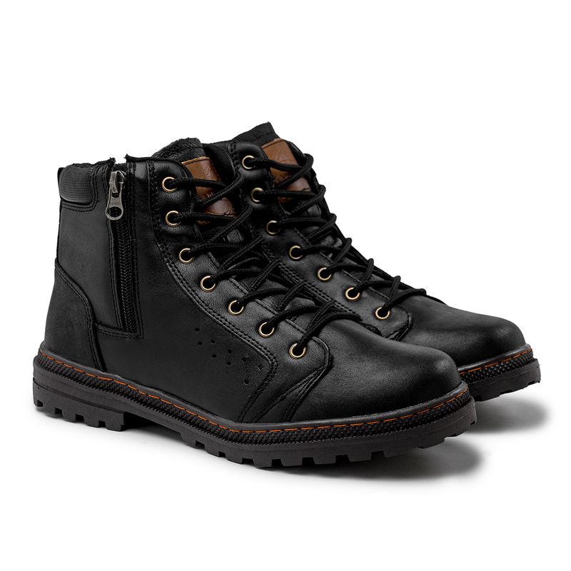 Bota Vacanza em Couro - Cromo Preto E L