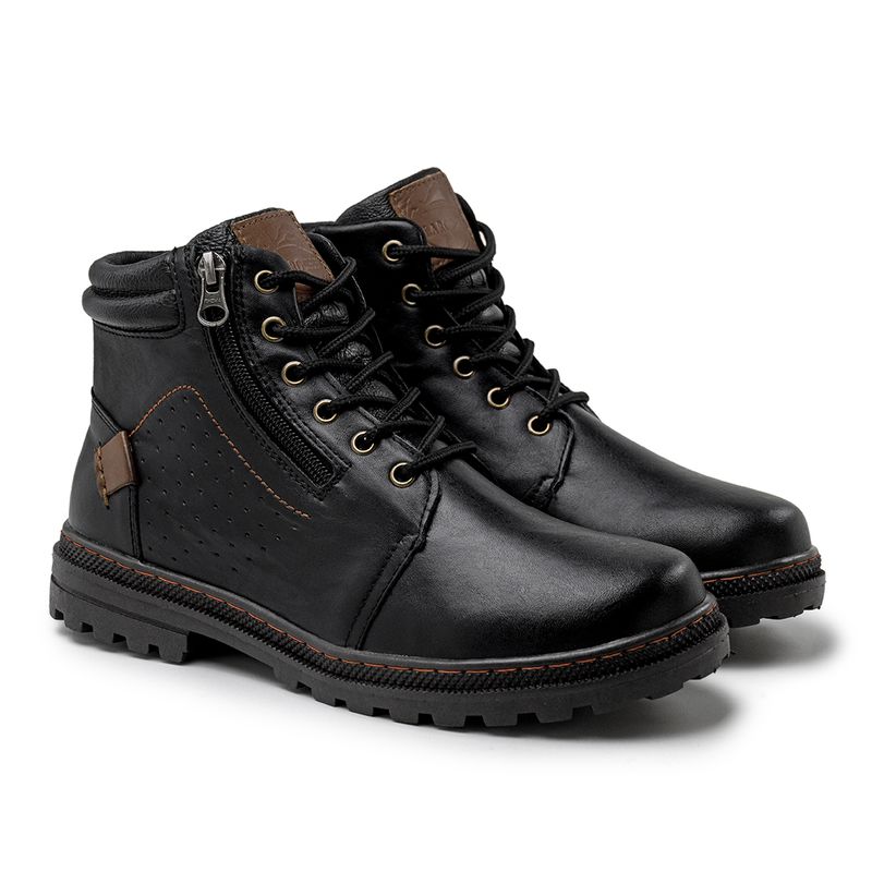Bota Vacanza em Couro - Cromo Preto E L