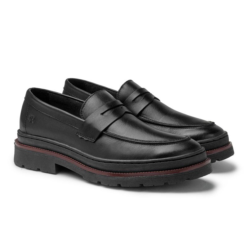 Mocassim Loafer Masculino Londres em Couro - Preto