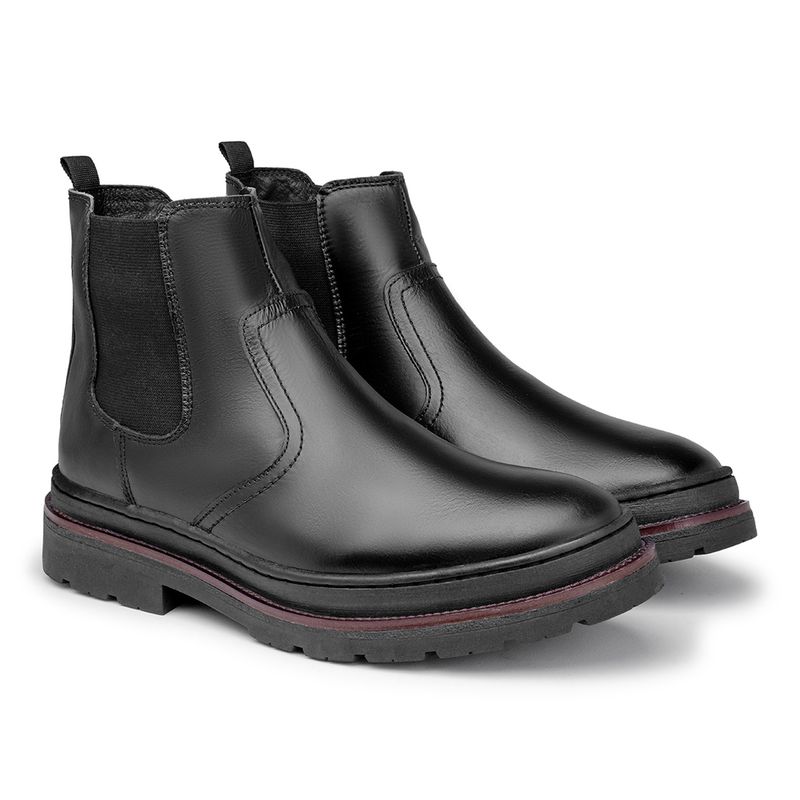 Bota Chelsea Londres em Couro - Preto