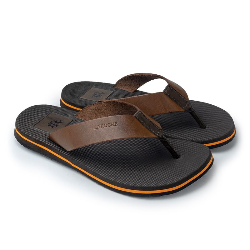 Chinelo Masculino Malibu em Couro - Mel