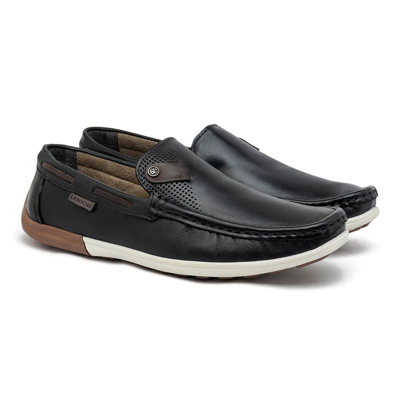 Mocassim Masculino Laroche Niteroi em Couro - Preto