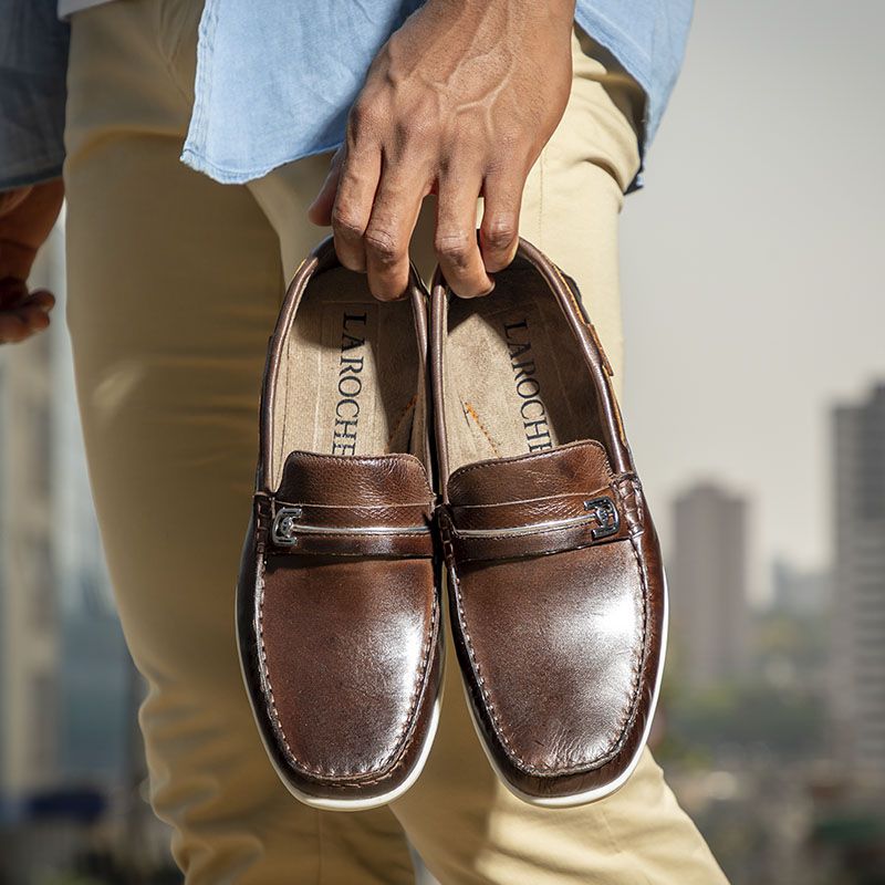 Mocassim Masculino Niteroi em Couro - Café | Calçados Laroche