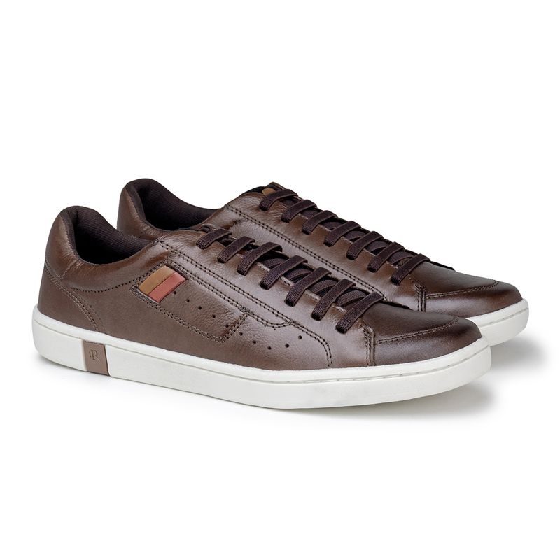 Sapatenis Casual em Couro Masculino North - Café