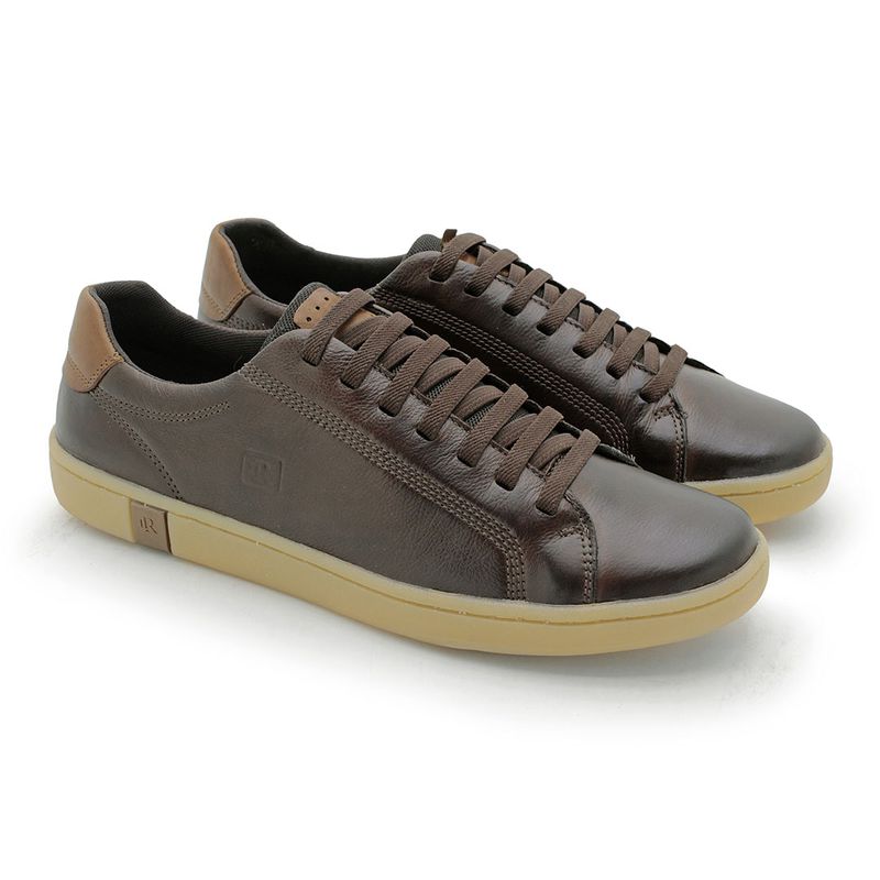 Sapatenis Casual em Couro Masculino North - Café