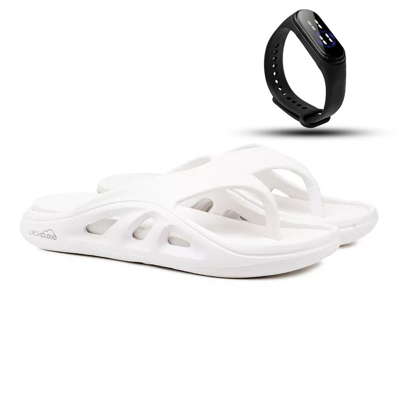 Chinelo Nuvem Cloud Dedo - Branco + Brinde Relógio Digital
