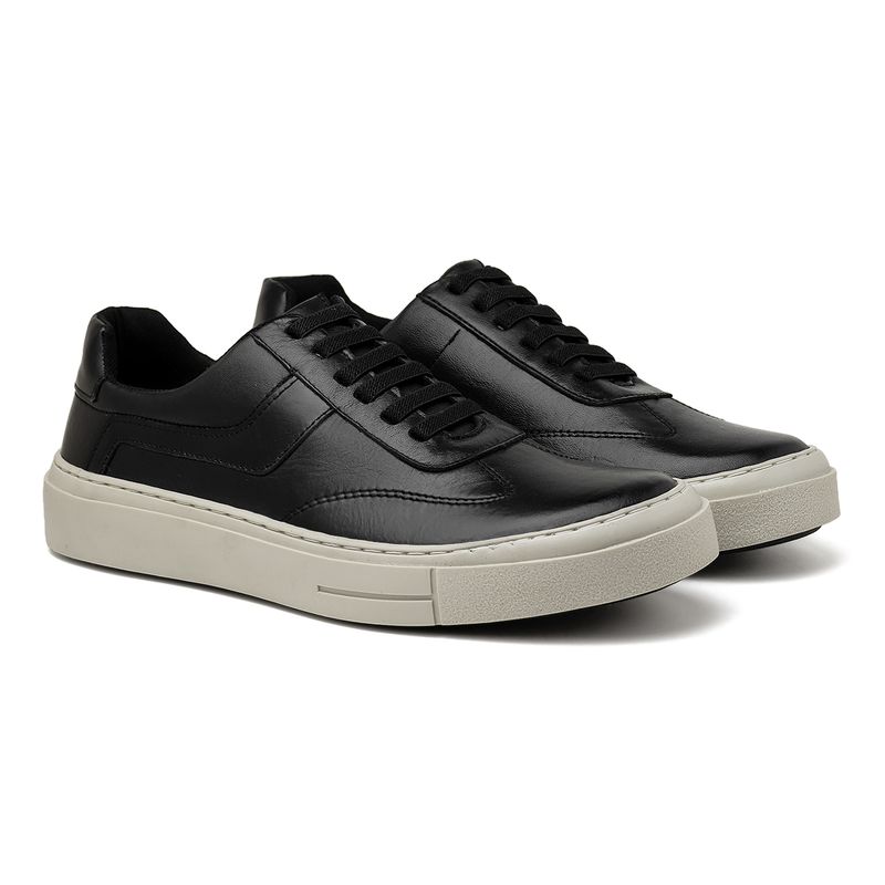 Sapatenis Casual Seul em Couro - Preto