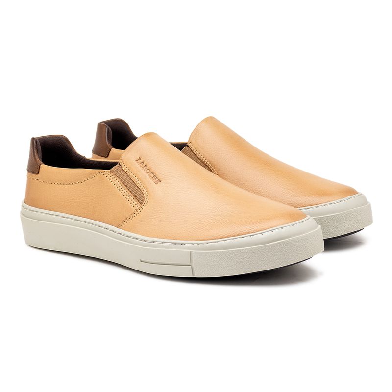 Slip On Casual Seul em Couro - Areia + Brinde Bag 30anos