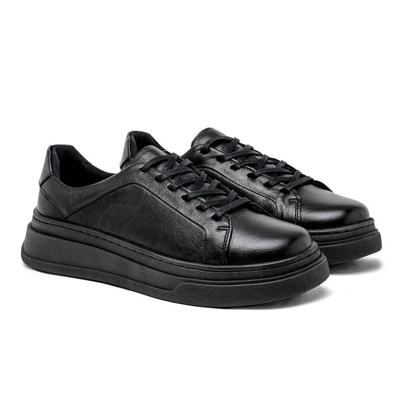 Sapatenis Casual Masculino Laroche Toquio em Couro - Preto