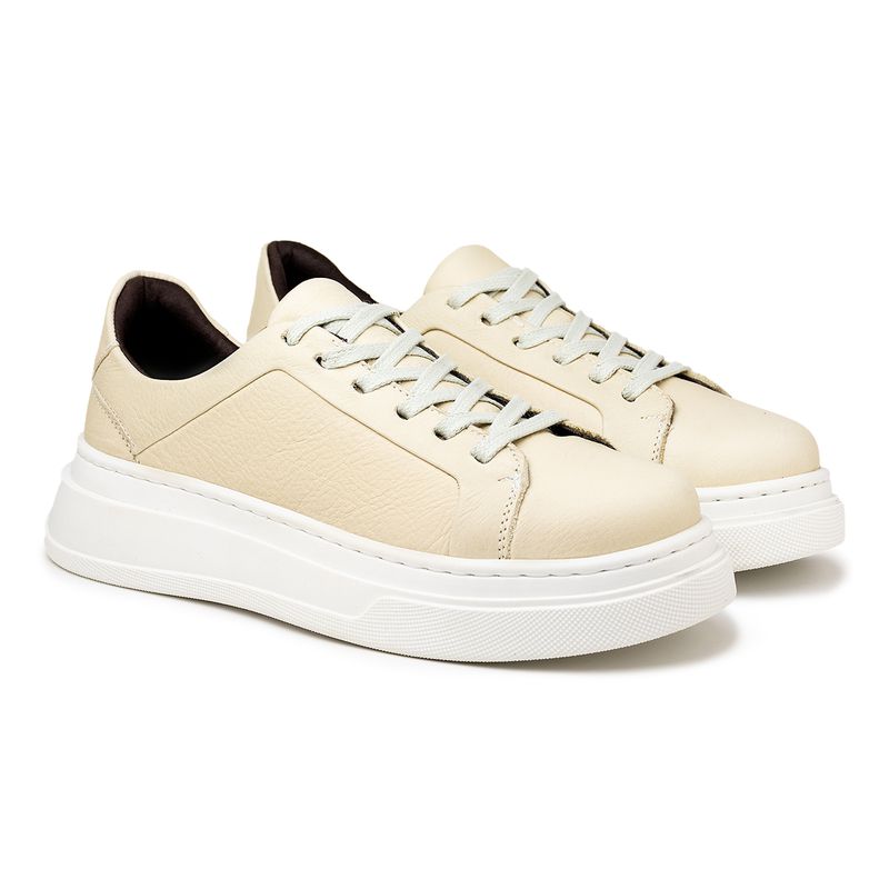 Sapatenis Casual Masculino Laroche Toquio em Couro - Marfim E L