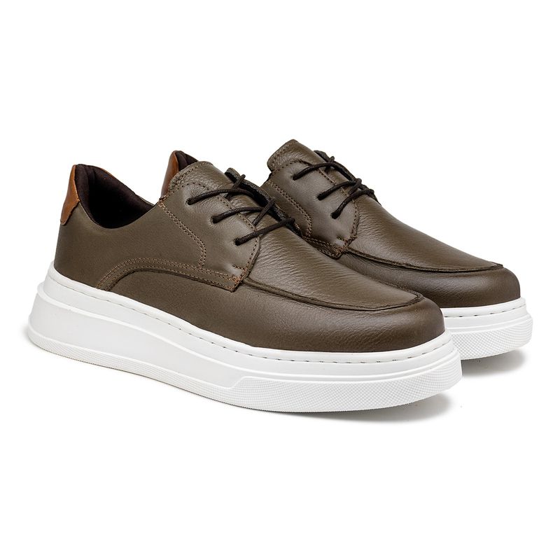 Sapatenis Casual Masculino Laroche Toquio em Couro - Oliva E L