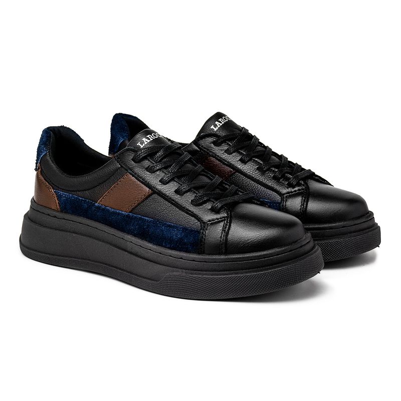 Tenis Casual Masculino Toquio Colors em Couro - Preto