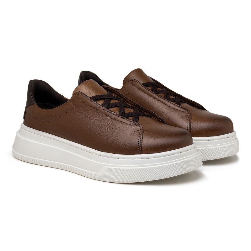 Sapatenis Casual Masculino Laroche Toquio em Couro - Chocolate