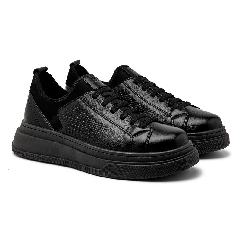 Sapatenis Casual Masculino Laroche Toquio em Couro - Preto