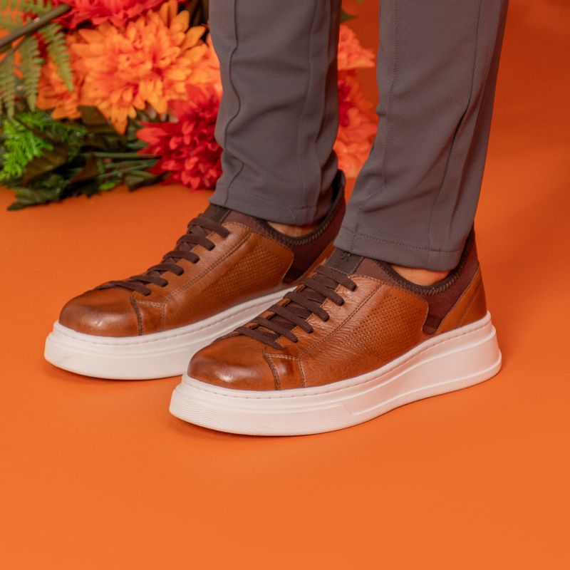 Sapatenis Casual Masculino Laroche Toquio em Couro - Chocolate