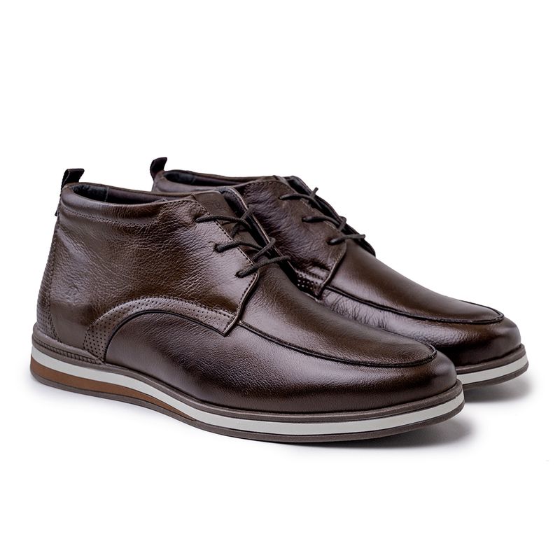 Sapato Casual Cano Médio Torino em Couro - Café