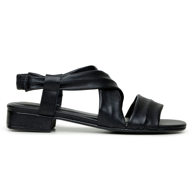 SANDALIA ITRECCIATA EM COURO LEGITIMO PRETA - Calçados Moscardini