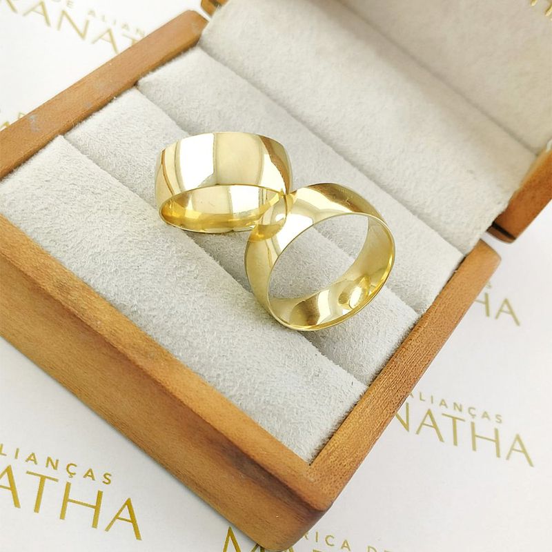 Alianças Em Ouro 18k Albânia 8mm Polida Meia Cana