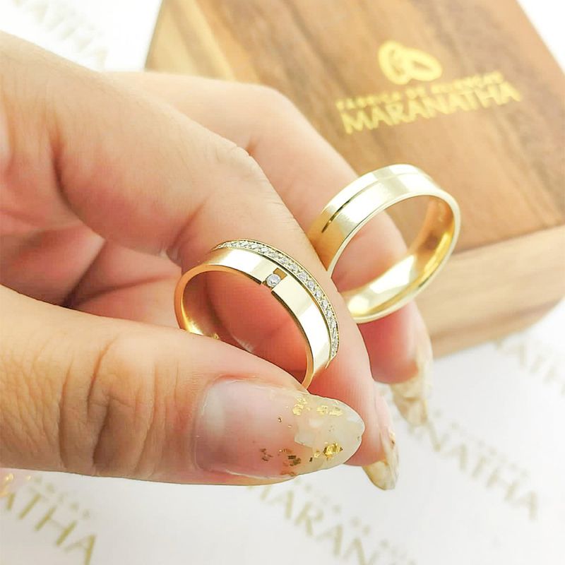 Alianças Em Ouro 18k Assunção 7mm Polida Reta
