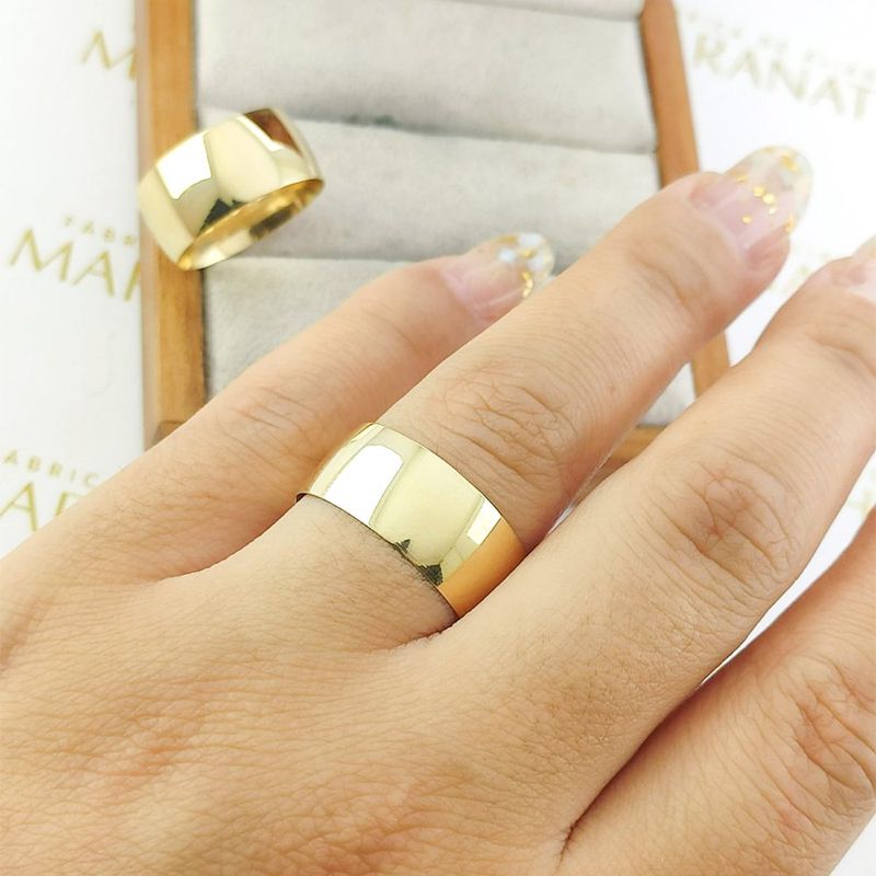 Alianças Em Ouro 18k Bulgária 9mm Polida Meia Cana