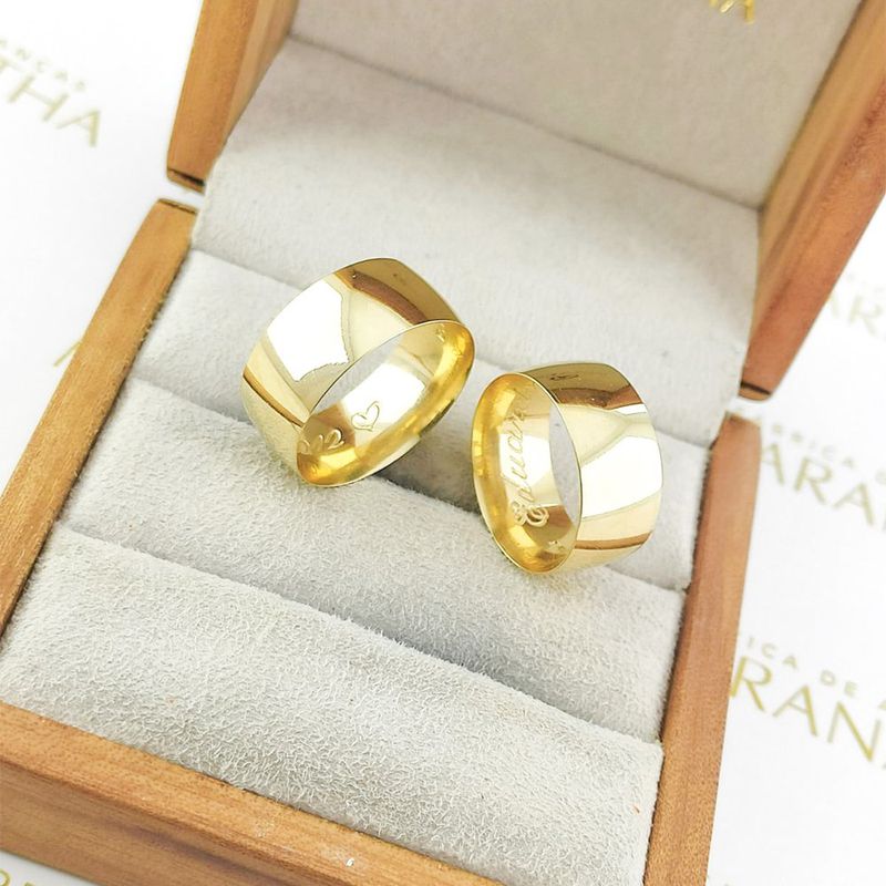 Alianças Em Ouro 18k Bulgária 9mm Polida Meia Cana