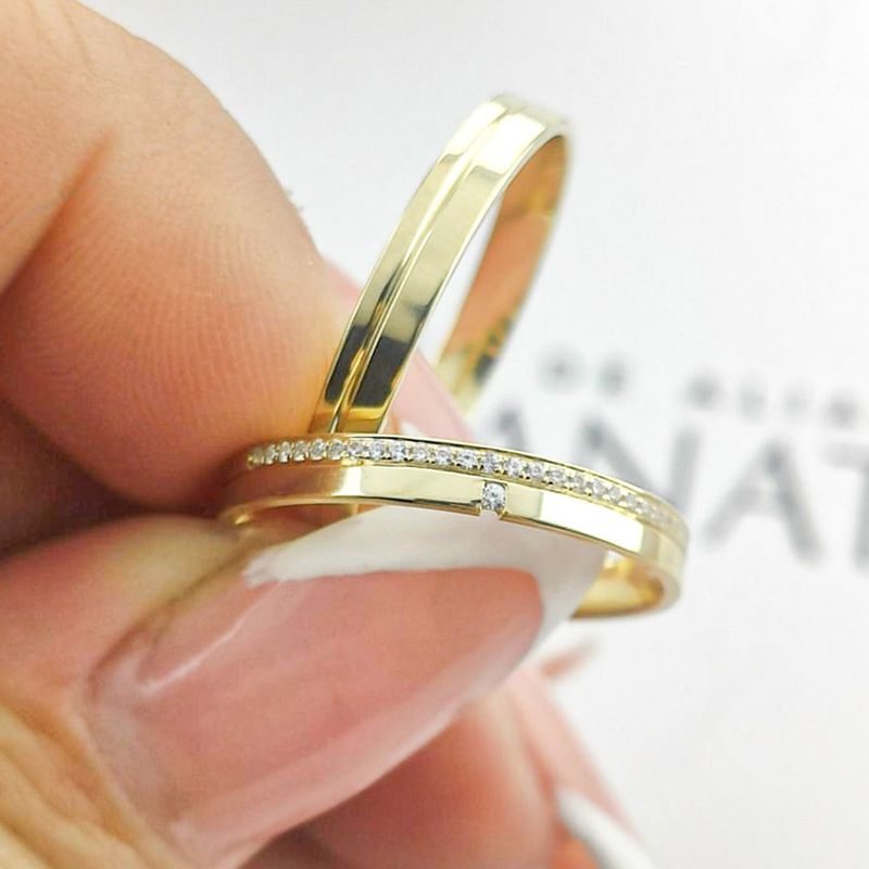 Alianças Em Ouro 18k Butão 3mm Polida Reta