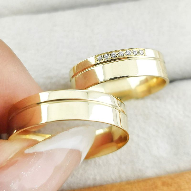 Alianças Em Ouro 18k China 6mm Polida Reta