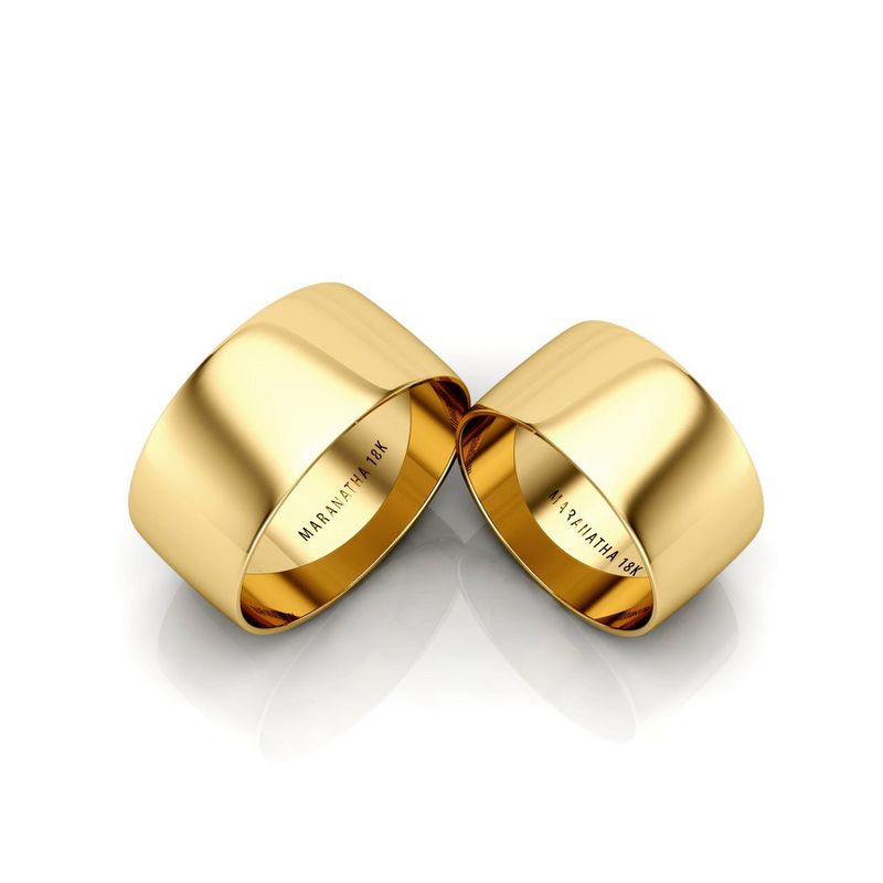 Alianças Em Ouro 18k Chipre 10mm Polida Meia Cana