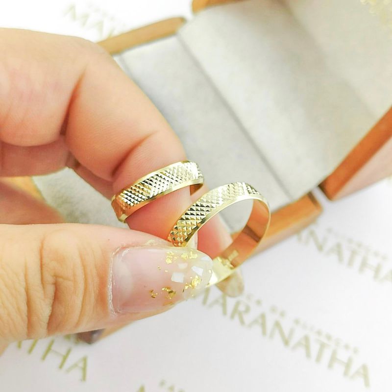 Alianças Em Ouro 18k Costa Rica 5mm Diamantadeira Côncava