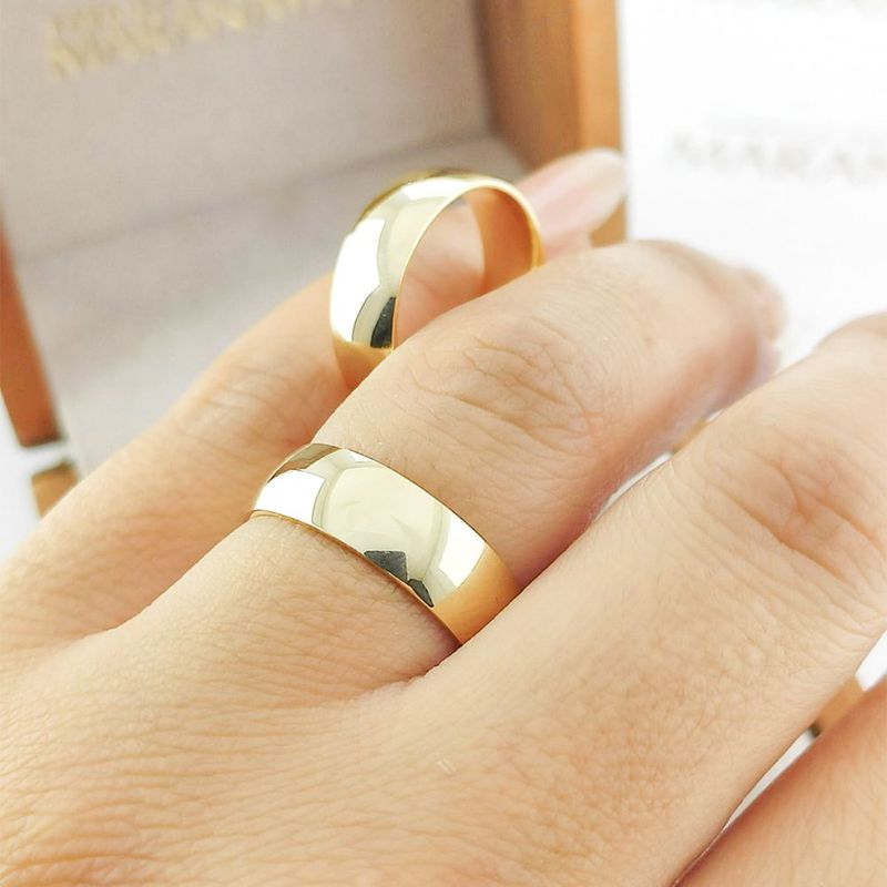 Alianças Em Ouro 18k Croácia 6mm Polida Meia Cana