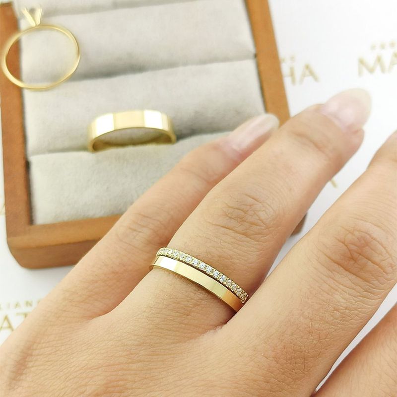 Alianças Em Ouro 18k Cuba 4mm Polida Reta