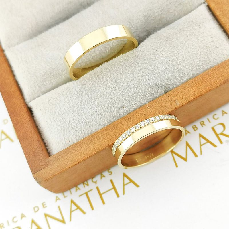 Alianças Em Ouro 18k Cuba 4mm Polida Reta