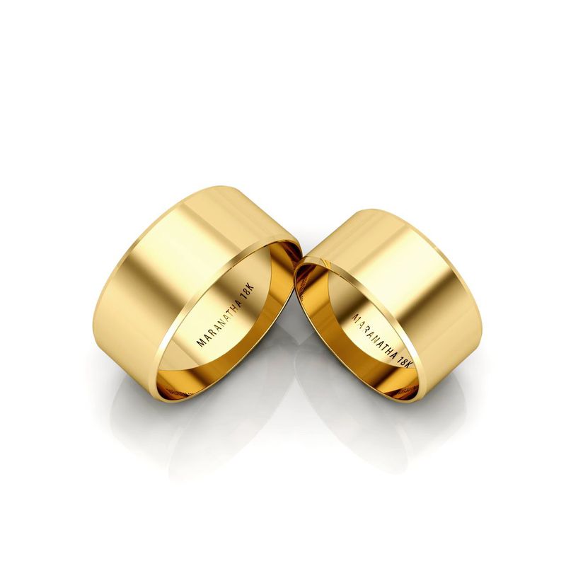 Alianças Em Ouro 18k França 9mm Polida Reta Chanfrada