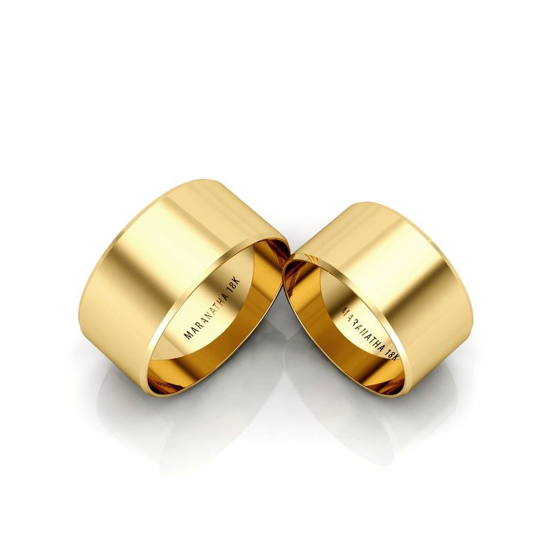 Alianças Em Ouro 18k Holanda 10mm Polida Reta Chanfrada