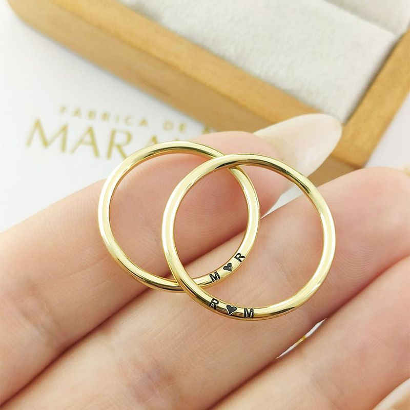 Alianças Em Ouro Modelo Irã 2mm Polida Cilíndrica