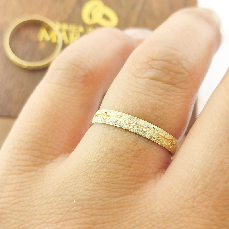 Alianças Em Ouro 18k Iraque 3mm Fosco Diamantado Meia Cana