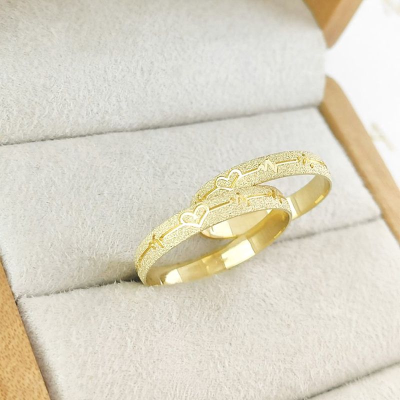 Alianças Em Ouro 18k Iraque 3mm Fosco Diamantado Meia Cana
