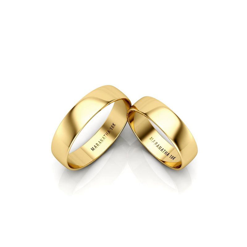 Alianças Em Ouro 18k Islândia 5mm Polida Meia Cana