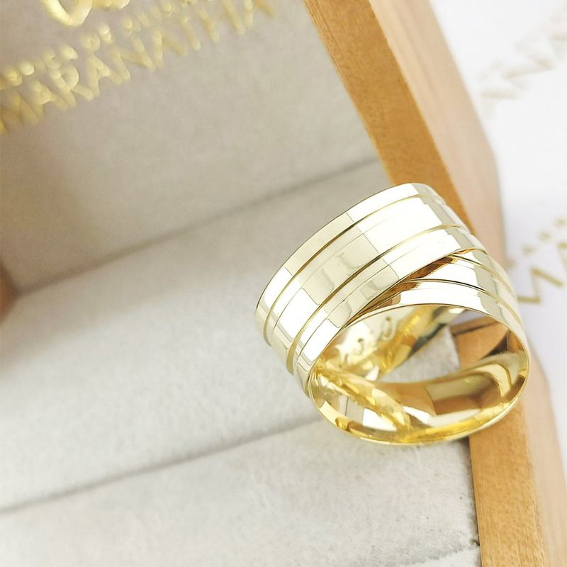 Alianças Em Ouro 18k Israel 8mm Polida Reta